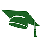 graduation cap - green - closecrop